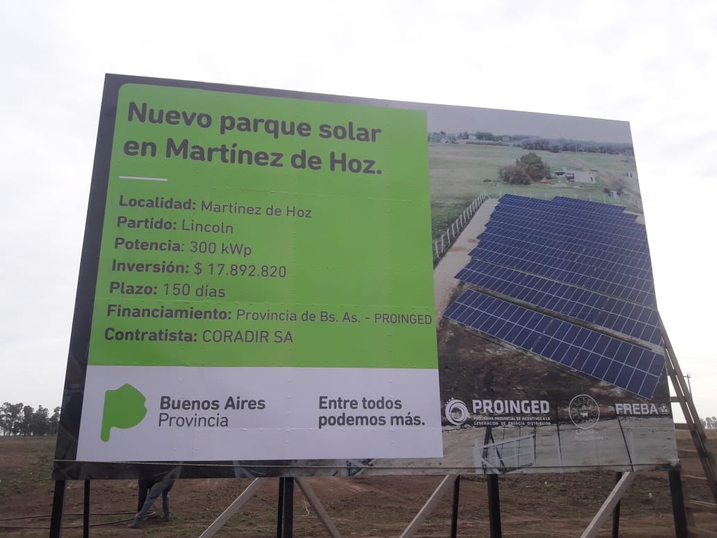 Construcción y Puesta en Marcha de 20 Parques Solares Fotovoltaicos - PROINGED – Parque Localidad Martínez de Hoz. 300KW